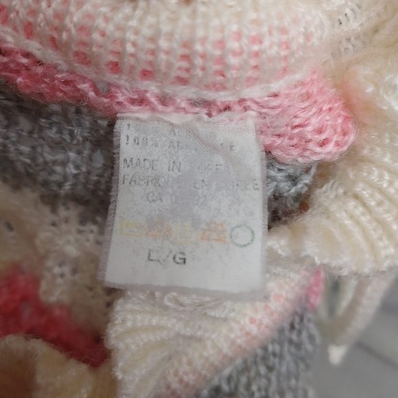 VINTAGE striped ruffle collar sweater M - Picture 7 of 9